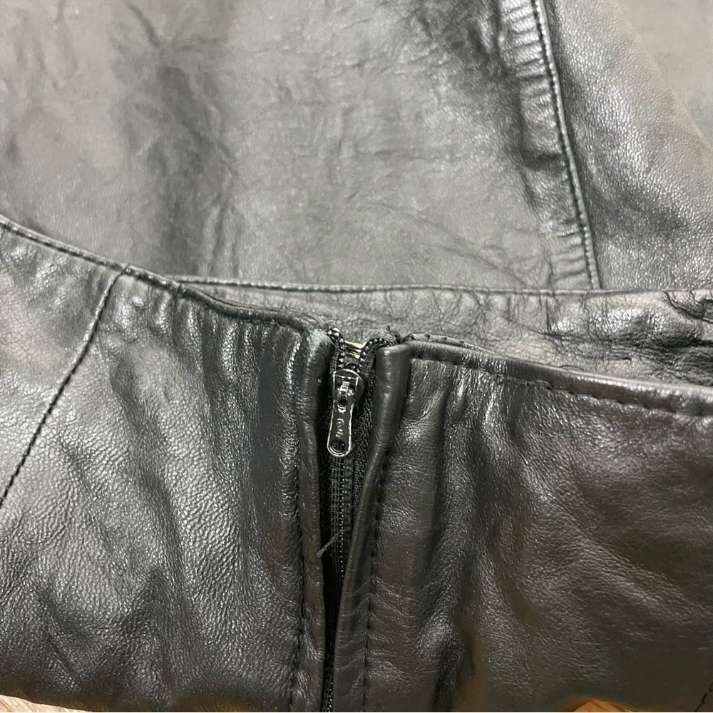 Vintage 90s Y2K black lambskin leather skirt small - Picture 10 of 11
